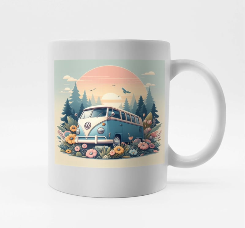 Mok Volkswagen bus zonsondergang