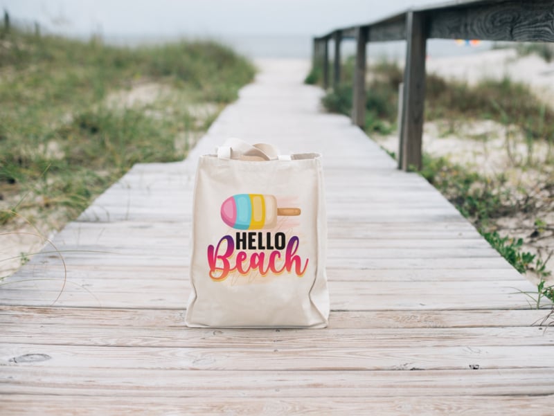 Tote bag Hello Beach